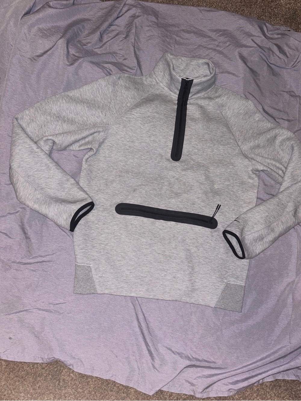 Nike Light Gray Half-Zip Pullover with Black Trim